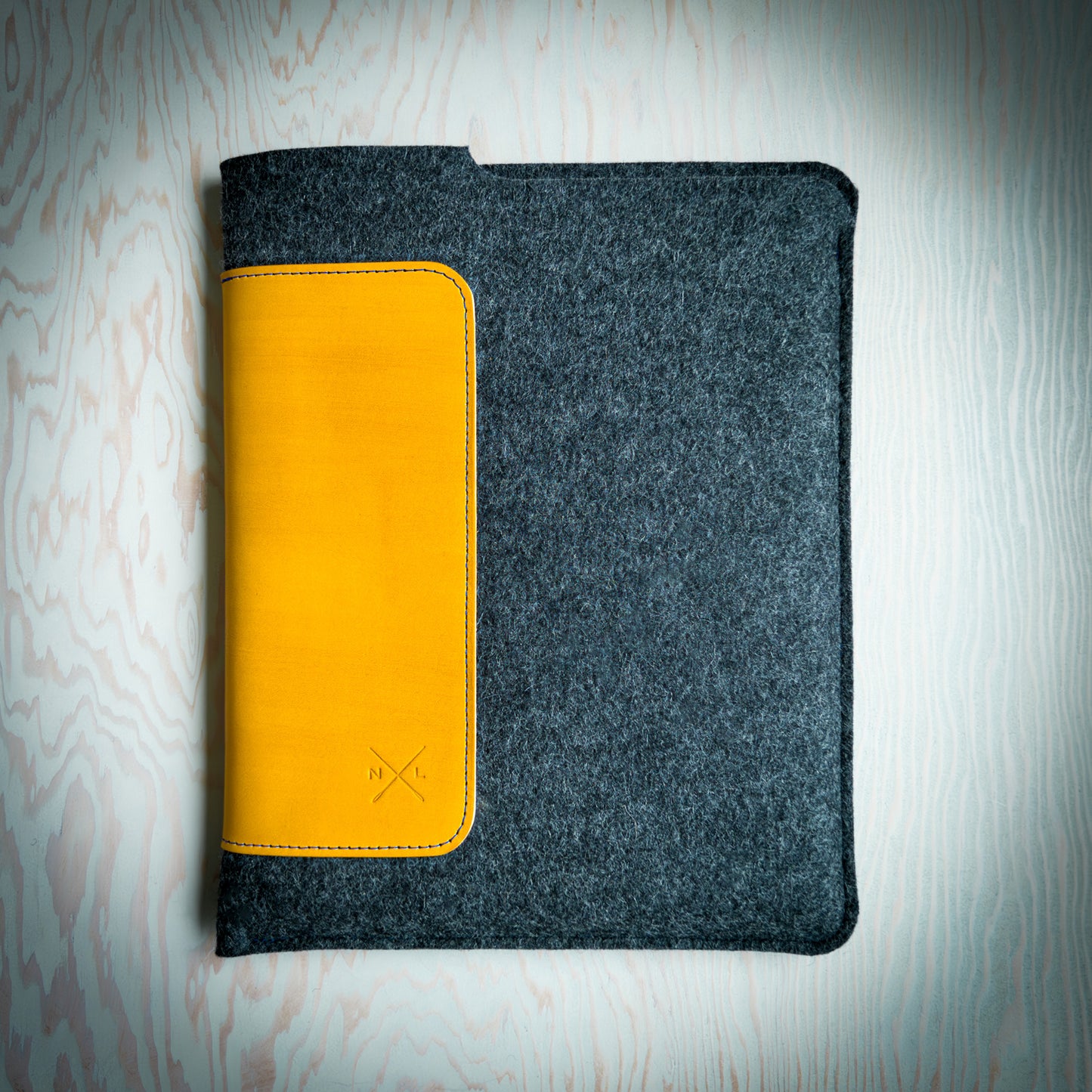 iPad Pro Sleeve in Yellow Leather and Wool Felt Handmade in Canada