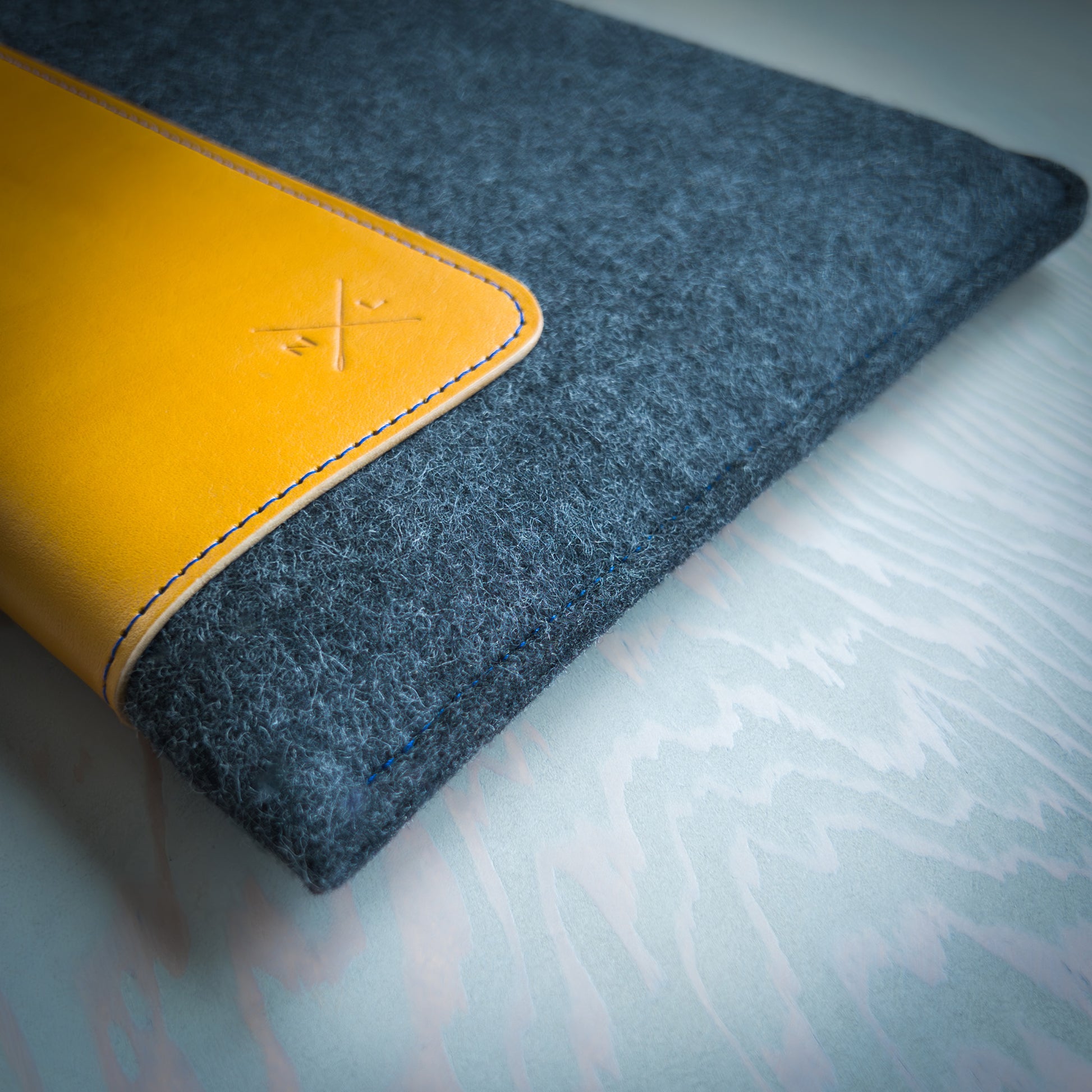 iPad Pro Sleeve in Yellow Leather and Wool Felt Handmade in Canada